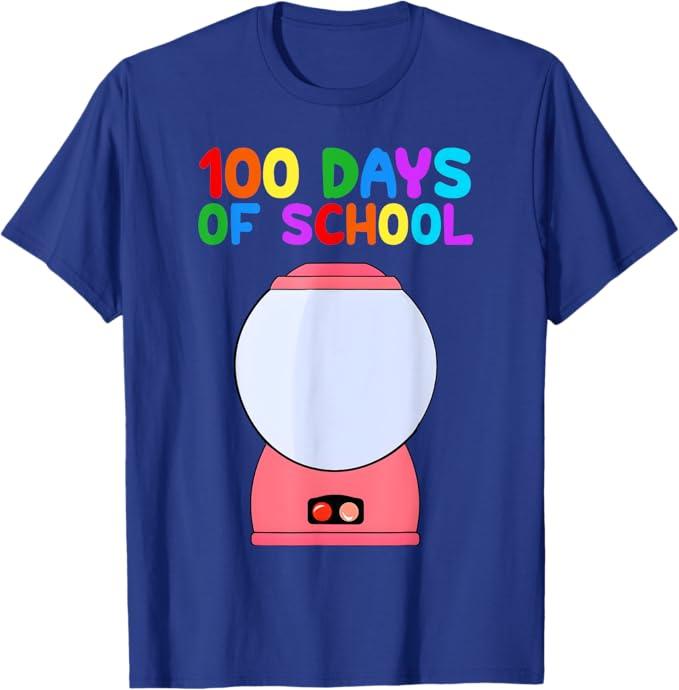 Funny 100 Days of School Gumball Machine for Kids Teachers T-Shirt Youth's, Size M
