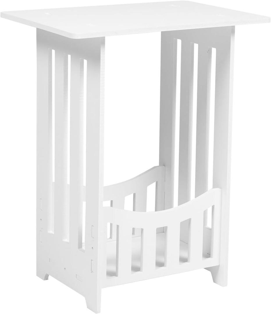 Amosfun Mini Side Table Bedroom Nightstands - 15.7 x 12.6 x 8.7 Inch White PVC Board Coffee Table for Small Spaces Lightweight and Portable for Travel Easy in Assembly