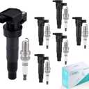 Set of 6 UF546 Ignition Coil Pack & 7090 Spark Plugs 3.3L 3.8L For Hyundai Azera 2006-2011, Entourage 2007-2008, Santa Fe 2007-2009, Sonata 2006-2010, Veracruz 2007-2012