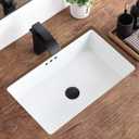 22 Inch Undermount Bathroom Sink Rectangular Undermount Sink White Ceramic Under Counter Bathroom Sinks with Flat Overflow Type (21.8"x 14")