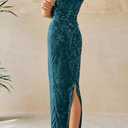 BTFBM Women Spring Dresses 2025 Elegant Wedding Guest Dresses Bodycon Tube Maxi Dress Split Floral Cocktail Dress (L)