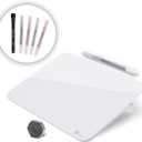TOWON Small Glass Dry Erase Board, Desk White Board with Standing, Mini Whiteboard Easel Pad Set, Stenography Artifact for Office, Home and School Supplies, 8x6 Inches, White (White)