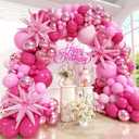 Pink Balloons Arch Kit 162pcs, Hot Pink Metallic Pink Shades of Pink and Confetti Balloon Garland Kit for Valentine's Day Birthday Wedding Princess Theme Engagements Baby Shower Party Decor