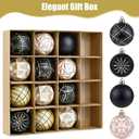 16PCS Christmas Balls Ornaments - 2.36in Black and Gold Christmas Tree Decorations, Shatterproof Hanging Balls for Christmas Xmas Tree Holiday Wreath Decor (Black & Gold)