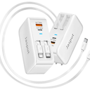 4 in 1 Retractable Wall Charger with Dual Cables,40W Retractable Phone Charger Wall Plug with Dual USB Ports,20W USB C Chargers Block Fast Charging for iPhone 17 16 15 14 13,LG, Galaxy S24 23,Pixel