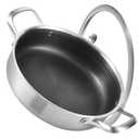 Inqibee 3 QT Hybrid Tri-Ply Stainless Steel Non Stick Sauté Pan with Lid, 10 Inch Induction Deep Frying Pan, Induction Compatible, All Cooktops, Dishwasher and Oven Safe