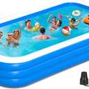 Extra Large Inflatable Pool for Adults, 180'' x 76'' x 22'' Oversized 0.65MM Thickened Family Blow Up Pool, Big Inflatable Swimming Pool for Backyard, Garden and Outdoor Fun