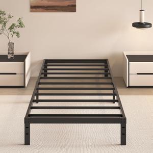 HOBINCHE 10 Inch Twin Size Bed Frame - No Box Spring Needed Heavy Duty Metal Platform Mattress Foundation with Steel Slats, Non-Slip Noise Free Easy Assembly Black Bedframes
