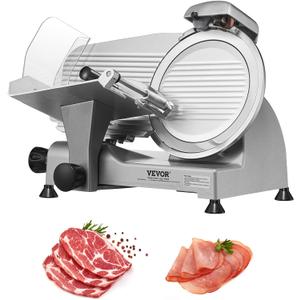 Meat Slicer, 340W Electric Deli Food Slicer with 10" SUS420 Stainless Steel Blade and Built-in Sharpening Stone, 0-0.6 inch Adjustable Thickness for Commercial and Home Use, Cut Meat and Cheese