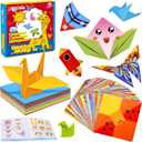 Aigybobo Origami Paper Set, 308PCS Kids Craft Paper Kit with Instructional Book for Girls Age 6,7,8,9,10,11,12, Art Projects Supplies for School Class Craft Lessons- Christmas Gifts for Boys&Girls