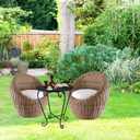 Small Patio Side Table,Round Metal Side Table,Weather Resistant Anti-Rust Outdoor Side Tables,Outdoor End Table for Garden,Porch,Balcony,Yard,Black