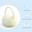 FSTEOE Winter Ear Muffs Women Warm Earmuff Girls Ear Warmers Soft Plush Outdoor Adjustable Ear Cover (White)