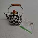 MACKENZIE-CHILDS Enamel Tea Kettle, Stylish Tea Kettle for Stovetop, Black-and-White Courtly Check, 2 Quarts