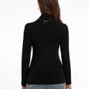 Women's Turtleneck Long Sleeve Shirts Slim Fitted Lightweight Base Layer Casual Tops (Black, XXL)