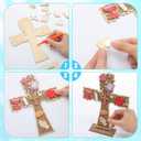 Blueweenly 12 Pack Christmas DIY Wood Cross Painting Crafts Kit for Kids Sunday School Vacation Bible Supplies Coloring Christian Religious Crafts with 12 Watercolor Pens for Art Party Decoration