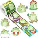 ANGOLIO 300Pcs Cute Frog Make A Face Stickers Scene Roll DIY Make Your Own Cartoon Frog Stickers Kawaii Animals Vinyl Waterproof Decals DIY Art Crafts for Kids Class Holiday Party Favor Birthday Gifts