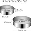 2 Pack Flour Sifter,Stainless Steel Fine Mesh Strainers Flour Sieve,8 Inch 60 Mesh and 10 Inch 40 Mesh for Baking Cake Bread (8"/60 mesh and 10"/40 mesh)