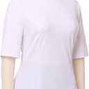 Womens Church Clergy Shirt with Tab Collar Spring/Summer Half Sleeve Slim Blouse Top (White, XL)