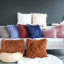 Kevin Textile Set of 2 Decorative New Luxury Series Merino Style Navy Blue Fur Fuzzy Throw Pillow Case Cushion Cover Pillow Cover for Bed, 20"x 20"(50x50cm), Navy Blue