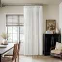 Ivory White Extra Wide Pinch Pleat Linen Curtains 84 Inches Long for Living Room Sliding Glass Door 70 Inch Wide Curtain Memory Trained Pleated Drape Hooks Rings 70x84 Large Window Curtain 1 Panel