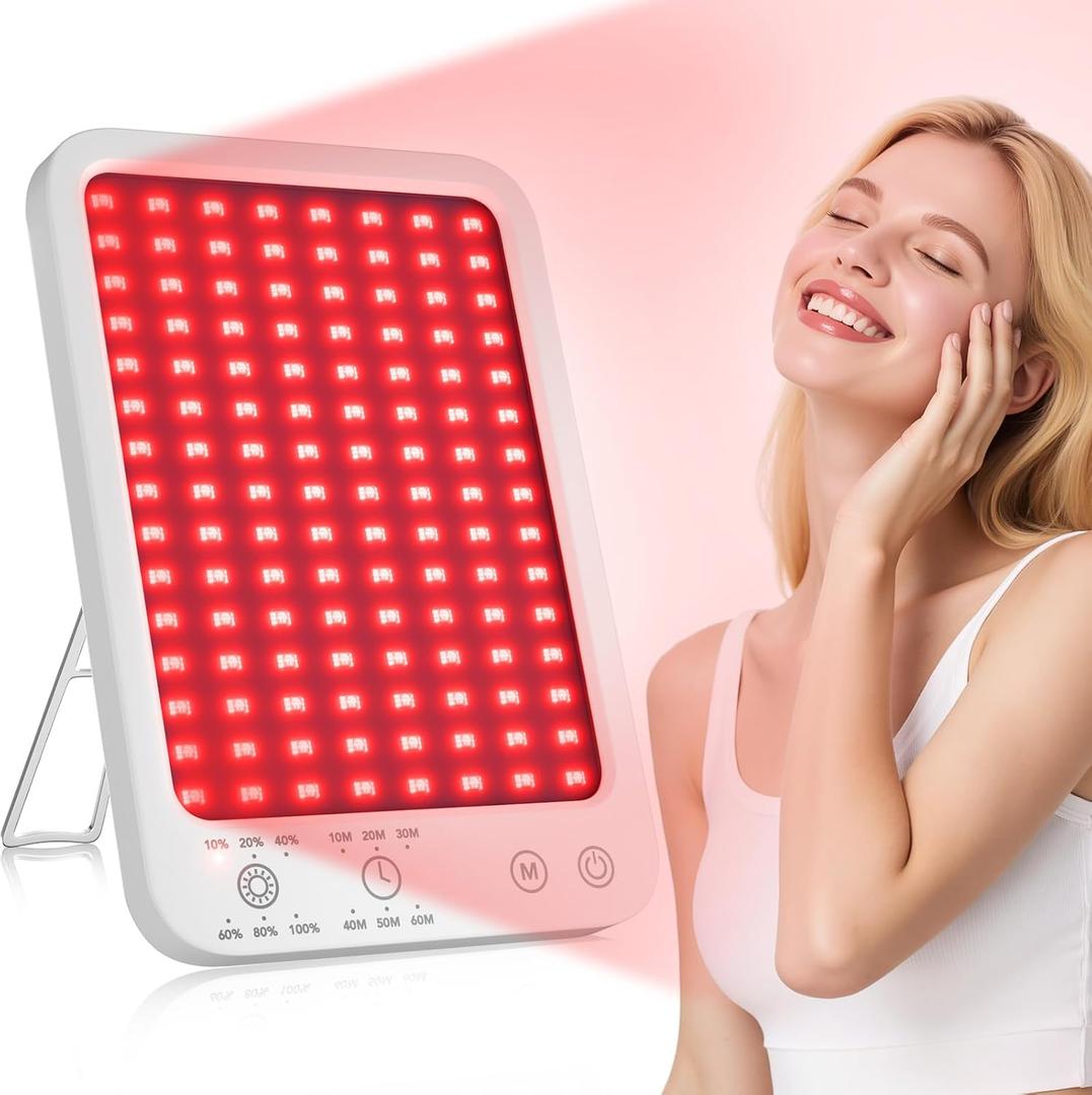 Red Light Therapy for Face Light Therapy Lamp Infrared Light Therapy with 660nm & 850nm Near Infrared LED Red Light Therapy Panel Touch Control 6 Levels of Brightness 3 Modes 10-60 Minute Timing