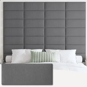 Upholstered Headboard for Queen Size Bed, Wall Mounted & Peel and Stick Headboard, Soundproof DIY Wall Panels, Fabric Tufted Head board in Modern Design for Bedroom (9 Panels, Each 23.62"x9.84"）