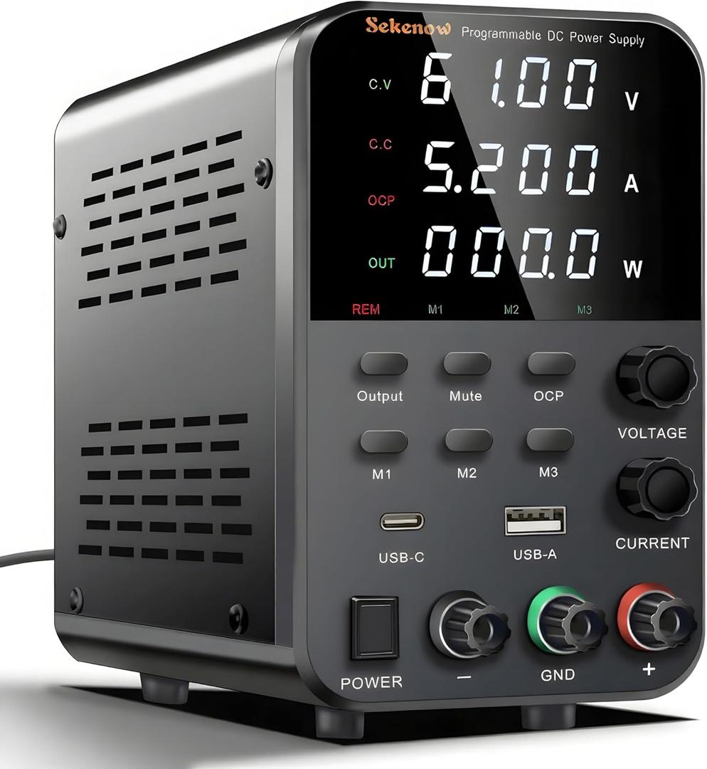 DC Power Supply Variable, 60V 5A Adjustable Switching Bench Power Supply with Memory Storage & USB/Type-C Quick-Charge,High Precision 4-Digit LED Display,Encoder Adjustment Knob