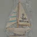 CoTa Global Aquarius Sailboat Decor - Large Handmade Wooden Boat Decor Cute Beach Style Model Sail Boat Decorations, Nautical Themed Table Top Decor