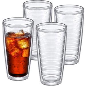 Amazing Abby - Alaska - 24-Ounce Insulated Plastic Tumblers (Set of 4), Double-Wall Plastic Drinking Glasses, All-Clear Reusable Cups, BPA-Free, Shatter-Proof, Dishwasher-Safe