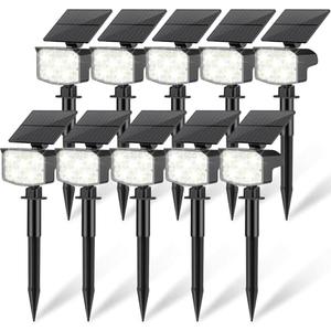 NACINIC Solar Spot Lights Outdoor Waterproof Adjustable Solar Powered Landscape Lights for Yard 3 Long Time Lighting Modes Spotlights for Pathway Garden Outside Wall Pool Porch- 10 Pack, Cool White