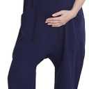 Motherhood Maternity womens Casual Baggy Sleeveless V-neck Pregnancy Romper Jumpsuit With Loose Spaghetti Straps and Pockets (Medium, Peacoat)