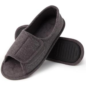 Magtoe Mens & Womens Open-Toe Adjustable Memory Foam Slippers, Comfy and Breathable House Shoes for Indoor/Outdoor (M)