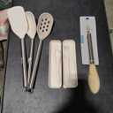 PHANTOM CHEF 3PCS, Reusable Travel Utensils Set with Case, Beige Wheat Straw Portable Knife Fork Spoons Tableware, Eco-Friendly BPA Free Cutlery for Kids and Adults as Travel Picnic Camping Utensils, PRO Series Stainless Steel Wood Tonges