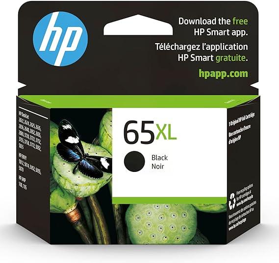 HP 65XL Black High-yield Ink Cartridge for HP Printers | Works with Printer Series: AMP 100, DeskJet 2600, 3700; ENVY 5000 | Eligible for Instant Ink | N9K04AN