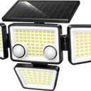 Solar Outdoor Lights - 3000LM 188 LED Motion Sensor Outdoor Lights, 4 Heads IP65 Waterproof Powered Security Flood Lights, 270Wide Lighting Angle Wall Light with Sensors for Backyard Yard