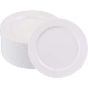 50 PCS White Plastic Plates for 50 Guests,10.25 inch Heavy Duty Disposable Plates for Wedding,Party,Birthday,Smooth Edge & Sturdy Dinner Plates