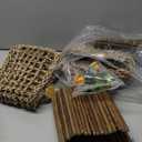 QUOZUO Bearded Dragon Tank Accessories, 3pack Reptile Habitat Hammock Natural Seagrass and Natural Wood Bendable Bridge for Climbing, Hermit Crab, Lizard, Mice, Spiders, Turtle, Snake