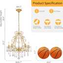 WUZUPS 5-Light Crystal Candle Chandelier Pendant Ceiling Light Modern Lighting Fixture for Bedroom Hallway Bar Kitchen Bathroom, H 23.2" W 20.7", E12 Base, Gold, Pendant Light, 23.2" High 20.7" Wide