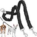 Double Dog Leash, Elasticity Dog Leash for 2 Dogs, 360 Swivel Double Anti-Winding Walking Training Leashes for Dogs That Pull, Comfortable Shock Absorbing Bungee