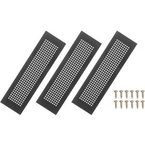 PATIKIL 14 x 3 Inch Door Air Vent Cover, 3 Pcs Aluminum Grille Ventilation Cover Louvered Diamond Hole with Mounting Screws for Cabinet Wardrobe Ceiling Door, Black