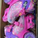 Kids Roller Skates for Beginners - ZOOBLISS Toddler Roller Skates for Girls Ages 3-7 with Light-Up Wheels & 4 Adjustable Sizes, Tri-Wheel Training Skates for Kids (Butterfly Pink), XS (25-28)