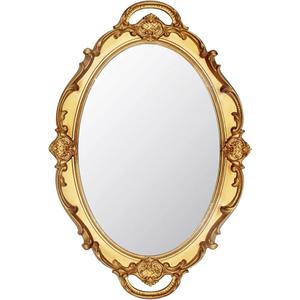 Eaoundm 14.5 x 10 inchs Smallest Oval Antique Decorative Wall Mirror Vintage Hanging Mirror (Gold)
)