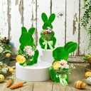 BrilliantJo Spring Decoration Figurines Decor Gift for Women Cute Moss Bunny Large Rabbit Kit Holding Flowers Set of 3(10") Green Desk Mother's Day Holiday Birthday for Home Office Garden