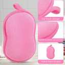 2Pcs Baby Sponge for Bathing, Bath Sponges Loofah for Kids Soft Absorbent, Children Shower Mild Exfoliating Cleaning Tools for Kids Adult All Skin Type, Pink & Blue
