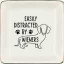 WODMIS Wiener Dog Ceramic Jewelry Tray, Dachshund Mom Gifts, Dachshund Ring Trinket, Christmas & Birthday Gift for Women Dog Lovers