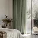 MIULEE Linen Textured 100% Blackout Curtains for Bedroom 90 Inches Long Sage Thermal Insulated Black Out Curtains/Draperies with White Liner for Living Room/Nursery, Grommet Top, 2 Panels