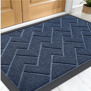 OLANLY Front Door Mat Indoor Outdoor Entrance, Waterproof All-Season, All-Weather Welcome Doormat, Sturdy Natural Rubber, Low Profile, Easy Clean Patio Porch Entryway Outside Floor Mat, 47x32, Blue