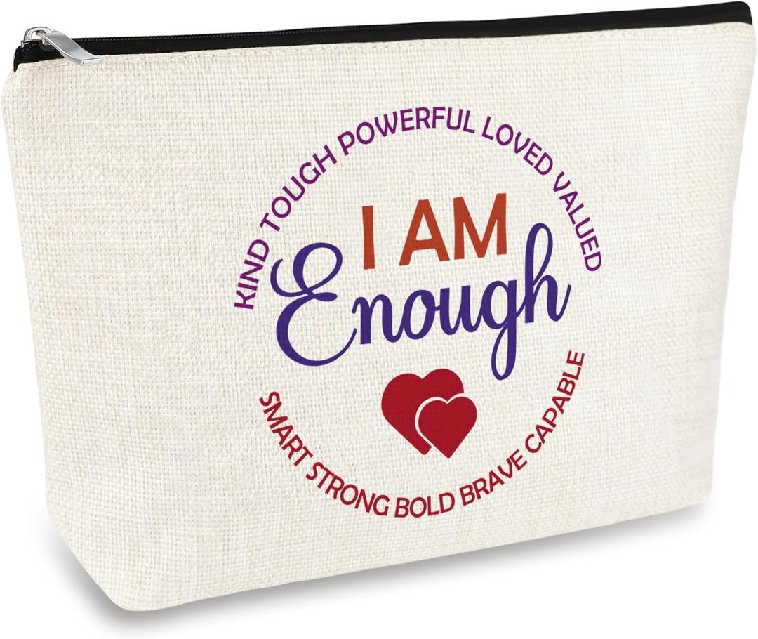 2 x Inspirational Quotes Makeup Bag Motivational Gifts for Teacher Nurses Coworker Self Love Gifts for Women Positive Affirmation Gift Cosmetic Bag Graduation Birthday Gift for Her Friends Daughter Sister