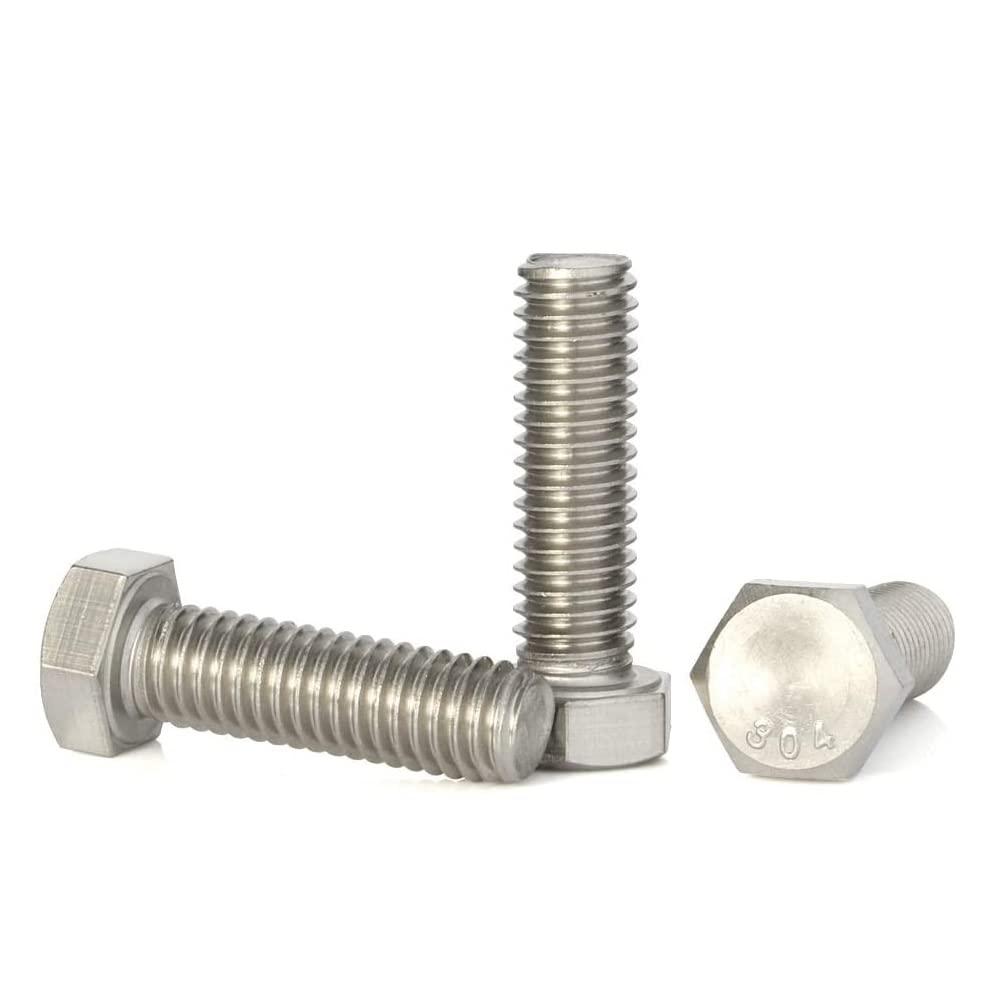 3/8-16 x 1/2"  Hex Head Screw Bolt, Fully Threaded, Stainless Steel 18-8, Plain Finish, Quantity 15