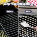 Bristle-Free Grill Brush with Steam Cleaning - Heat-Resistant Aramid Fiber Pad & 1 Replaceable Head 16 Inch Long Wood Handle- Safe for All Types Grills,Ideal Gift for Dads